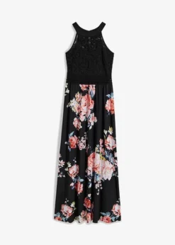 Robe Longue Estivale Avec Imprimé Floral Et Empiècement Dentelle -Mode Femme 23206454 6Ss86fdP