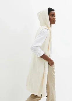 Long Gilet Sans Manches En Molleton -Mode Femme 23208383 1QCa30CE