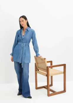 Rainbow Long Chemisier à Manches Longues Au Look Actuel En Denim Léger -Mode Femme 23210718 UWUpVpQh