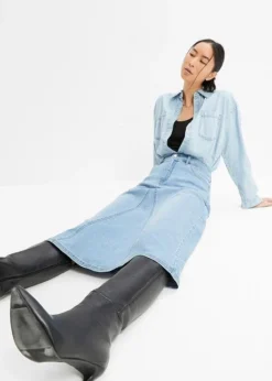 Jupe En Jean Extensible, Taille Haute -Mode Femme 23210721 3eB1BCR2