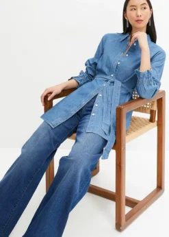 Rainbow Long Chemisier à Manches Longues Au Look Actuel En Denim Léger -Mode Femme 23210887 fOauqUCD