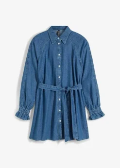 Rainbow Long Chemisier à Manches Longues Au Look Actuel En Denim Léger