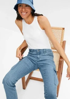 Rainbow Jean Cargo Straight Délavé -Mode Femme 23214445 Knbp6jr4