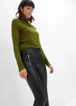 Pantalon PU étroit Avec Zips -Mode Femme 23224003 lQwKJcrb