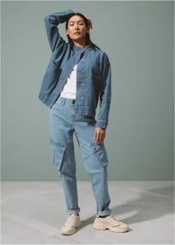 Veste En Jean Avec Détails Cargo -Mode Femme 23225105 39idv6A1