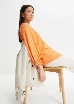 Blouse Ample Et Texturée à Volants, Forme Trapèze -Mode Femme 23225331 xSYUdgXR