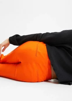 Pantalon En Lin Majoritaire Taille Haute Et Empiècement élastique -Mode Femme 23225999 tb1Y5zly