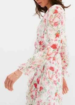 Robe Longue Imprimée à Volants En Polyester Recyclé -Mode Femme 23226754 JfjOMBLT