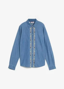 Blouse En Jean Oversize Avec Broderie -Mode Femme 23227835 XEhBBKI1
