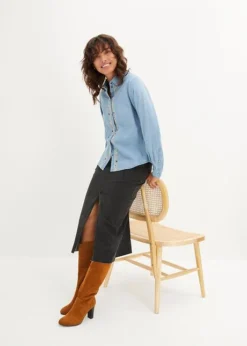 Blouse En Jean Oversize Avec Broderie -Mode Femme 23227839 uxd3hVLS