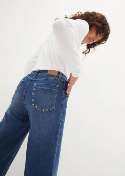 Jean Taille Moyenne, Jambe évasée, Avec Rivets -Mode Femme 23227855 0IbWInN2