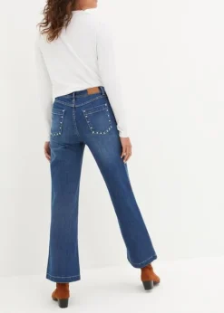 Jean Taille Moyenne, Jambe évasée, Avec Rivets -Mode Femme 23227857 UfP4Ik1C