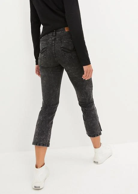 Jean Straight, Taille Moyenne, Cropped, Extensible 3 Jean Straight, Taille Moyenne, Cropped, Extensible – Image 3