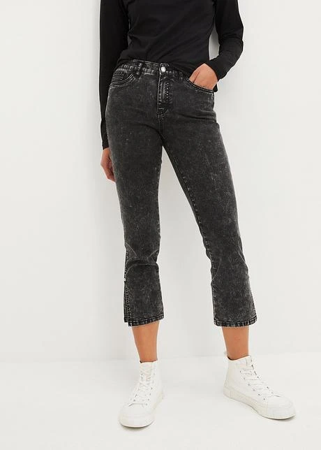 Jean Straight, Taille Moyenne, Cropped, Extensible 2 Jean Straight, Taille Moyenne, Cropped, Extensible – Image 2