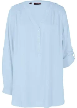 Blouse-tunique En Viscose, Col V Et Manches Longues -Mode Femme 23233413 lxCBnLka