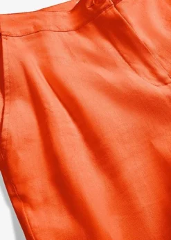 Pantalon En Lin Majoritaire Taille Haute Et Empiècement élastique -Mode Femme 23234518 Ptt5q07N