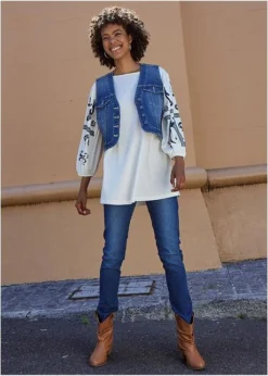 Gilet Sans Manches En Jean Stretch -Mode Femme 24000868 3LdkdLE2