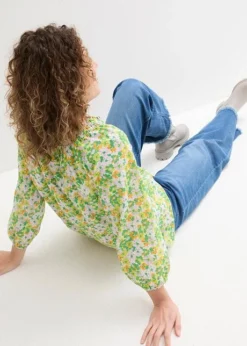 Longue Tunique En Coton Avec Encolure Smockée Et Manches Ballon -Mode Femme 24008612 g1GmdaVk