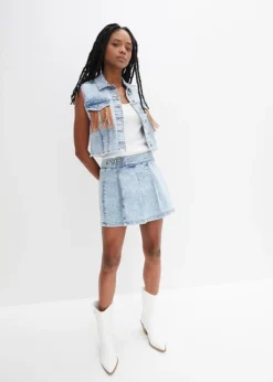 Rainbow Gilet Sans Manches En Jean Avec Franges -Mode Femme 24009233 PJIv0RaV