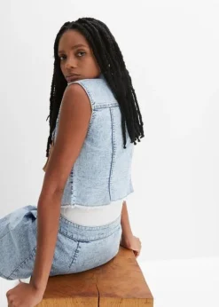 Rainbow Gilet Sans Manches En Jean Avec Franges -Mode Femme 24009235 m6RUUI30