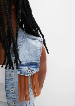 Rainbow Gilet Sans Manches En Jean Avec Franges -Mode Femme 24009365 DzHPJnzP