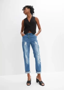 Rainbow Jean Boyfriend Destroyed Avec Polyester Recyclé -Mode Femme 24010053 fH6qGSLd