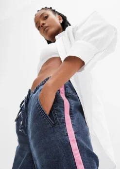 Rainbow Jean Décontracté à Galon Contrastant -Mode Femme 24010165 qu6xuMyd