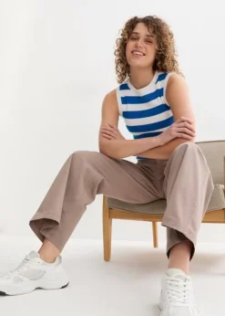 Pantalon Twill Avec Jambes Larges Et Taille Confortable -Mode Femme 24010449 8aj1U55l