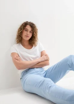 Pantalon Twill Raccourci Look Used -Mode Femme 24010451 7TWm7Ueu