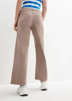 Pantalon Twill Avec Jambes Larges Et Taille Confortable -Mode Femme 24010457 lvw5uMeu