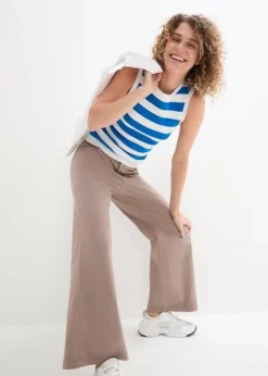 Pantalon Twill Avec Jambes Larges Et Taille Confortable -Mode Femme 24010458 AyvEmixr