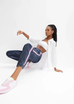 Rainbow Jean Décontracté à Galon Contrastant -Mode Femme 24010724 FZxL5Pul