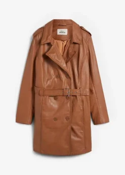 PREMIUM Trench-coat En Cuir D'agneau Nappa Avec Ceinture -Mode Femme 24039856 G4cp5tH0