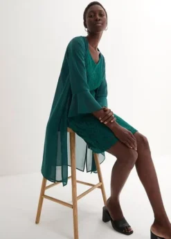 Robe En Dentelle Avec Gilet En Crêpe (ens. 2 Pces) -Mode Femme 24048740 cAjdy4v1